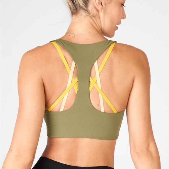 Fabletics Green Seamless Sports Bra with Racerback - Picture 3 of 8